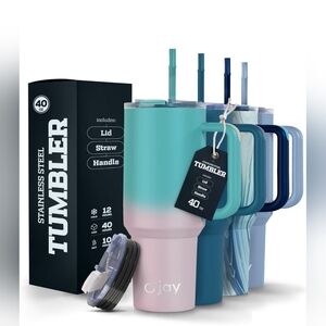 O'JAY 40oz Stainless Steel Insulated Travel Mug Green Pink